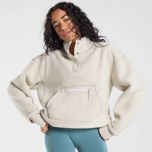 Gymshark Pause Borg Pullover in Pebble Grey